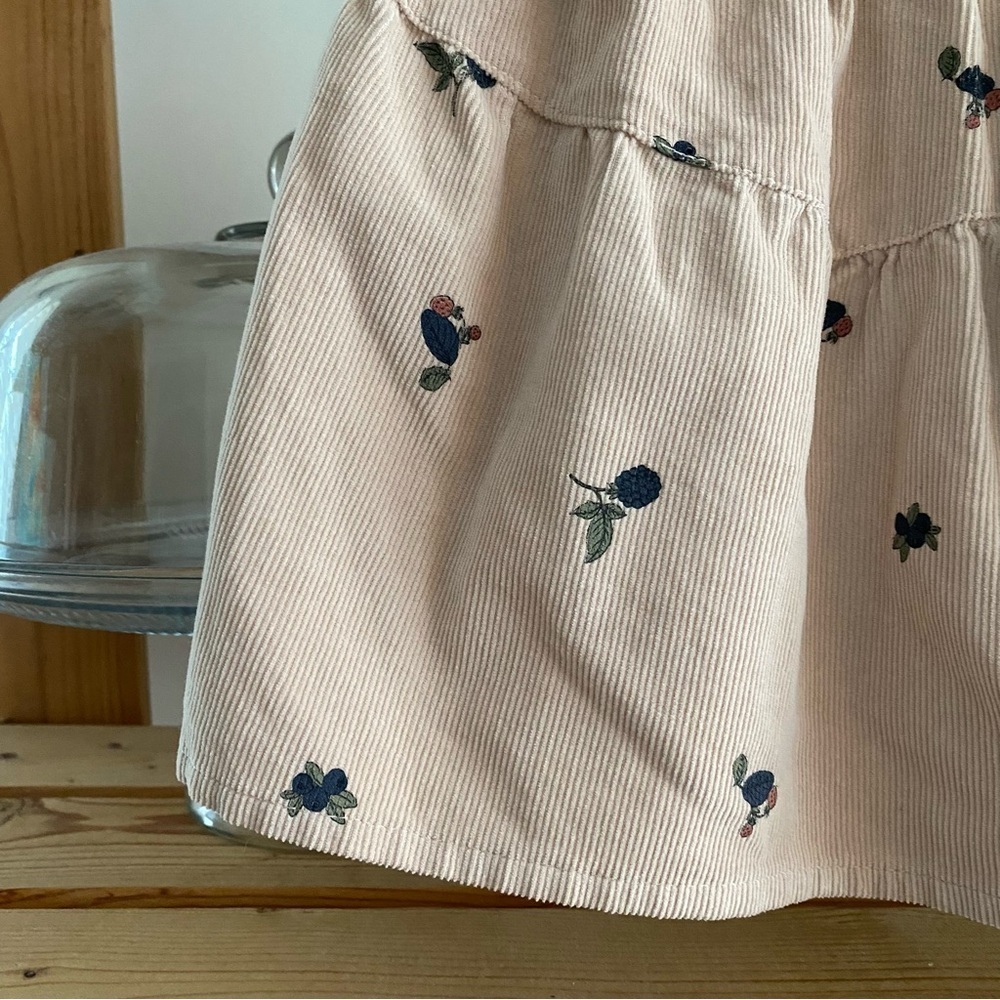 BÚHO Milleraies Fruit Floral Print Corduroy Skirt Macadamia Vanilla - Picture 9 of 14